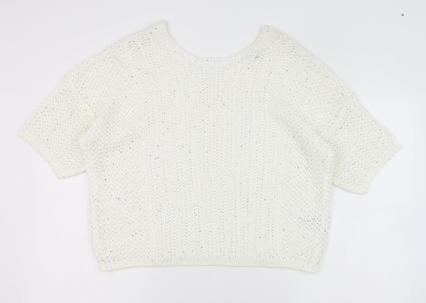 NEXT Womens White Round Neck  Acrylic Pullover Jumper Size M