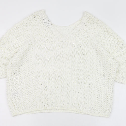NEXT Womens White Round Neck  Acrylic Pullover Jumper Size M