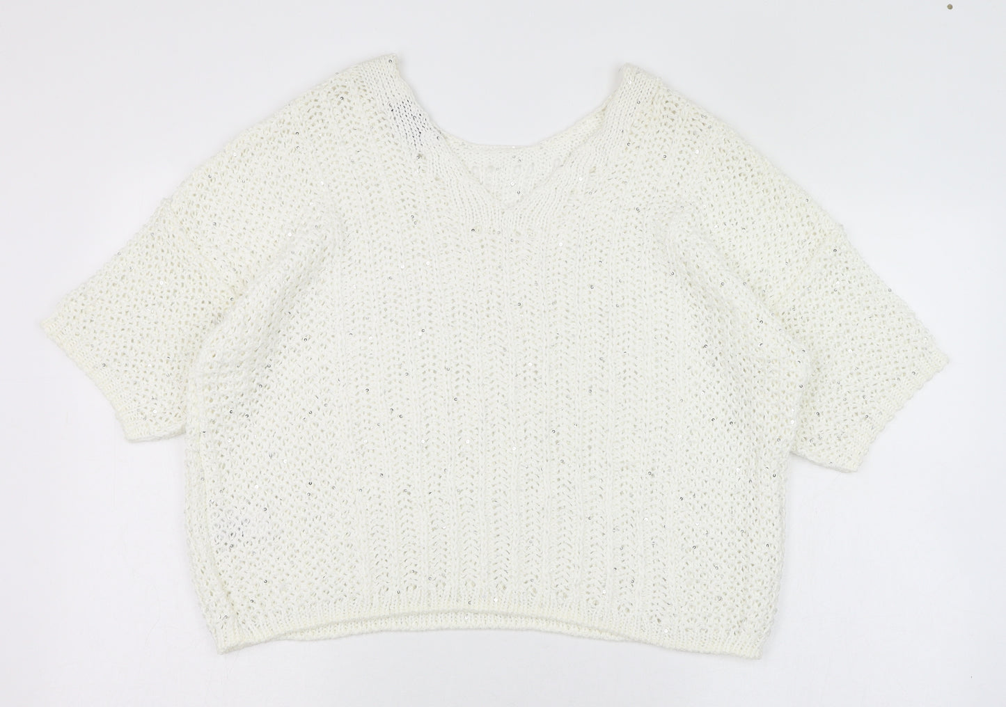 NEXT Womens White Round Neck  Acrylic Pullover Jumper Size M