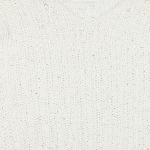 NEXT Womens White Round Neck  Acrylic Pullover Jumper Size M