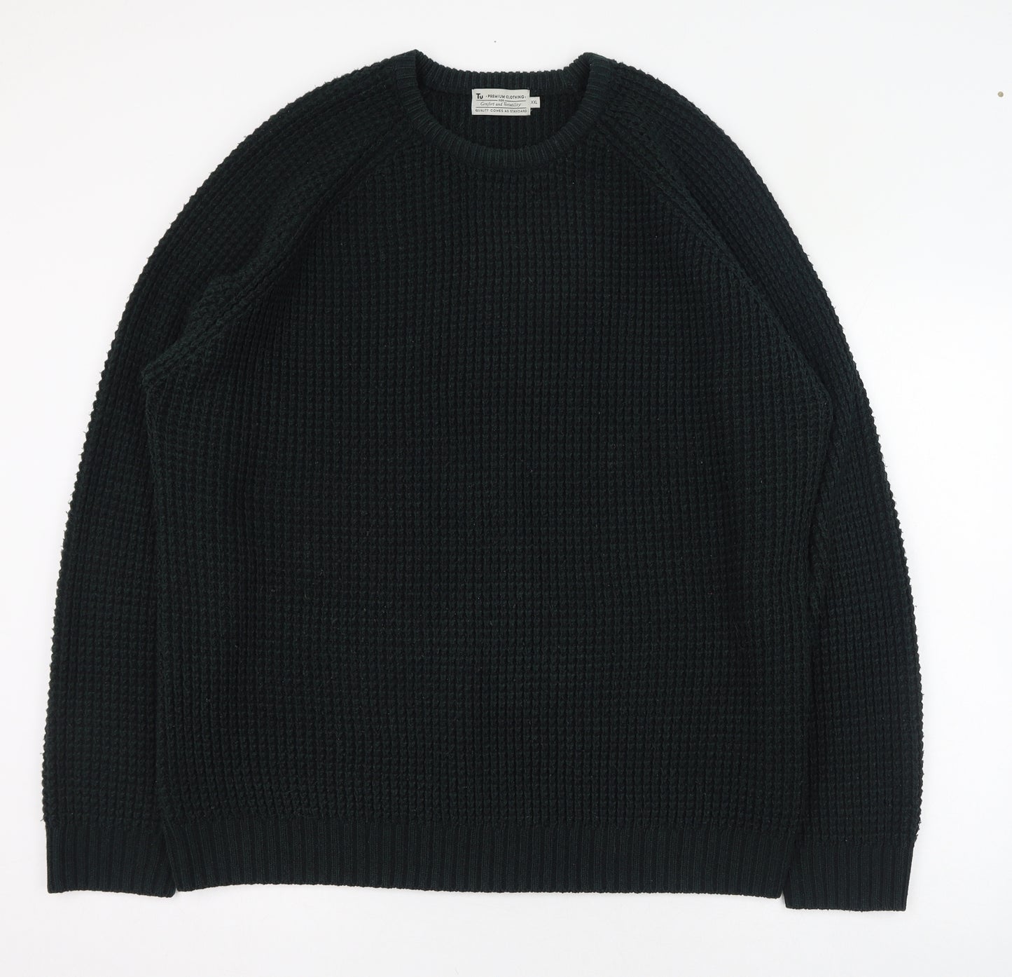 TU Mens Green Round Neck  Acrylic Pullover Jumper Size 2XL