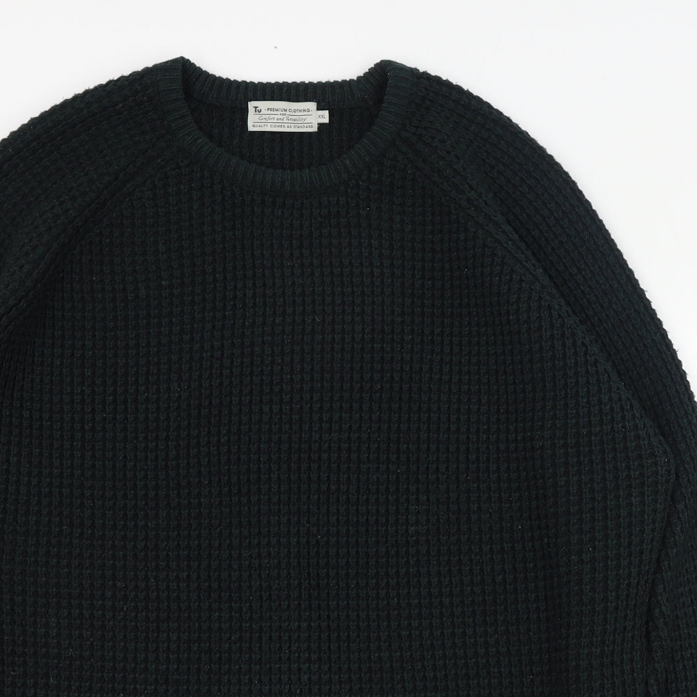 TU Mens Green Round Neck  Acrylic Pullover Jumper Size 2XL