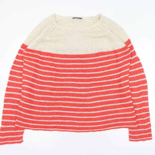 South Womens Pink Square Neck Striped Acrylic Pullover Jumper Size 20