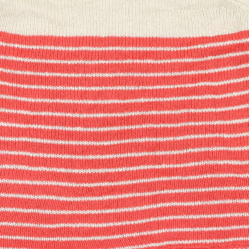 South Womens Pink Square Neck Striped Acrylic Pullover Jumper Size 20