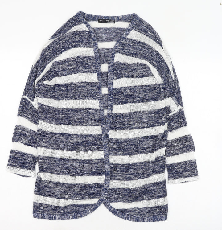 Atmosphere Womens Blue Round Neck Animal Print Polyester Cardigan Jumper Size S