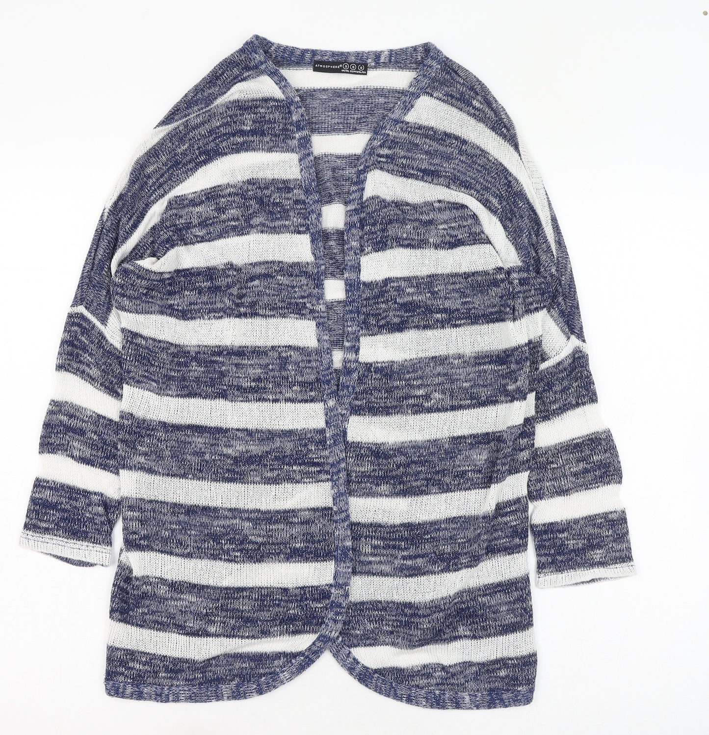 Atmosphere Womens Blue Round Neck Animal Print Polyester Cardigan Jumper Size S