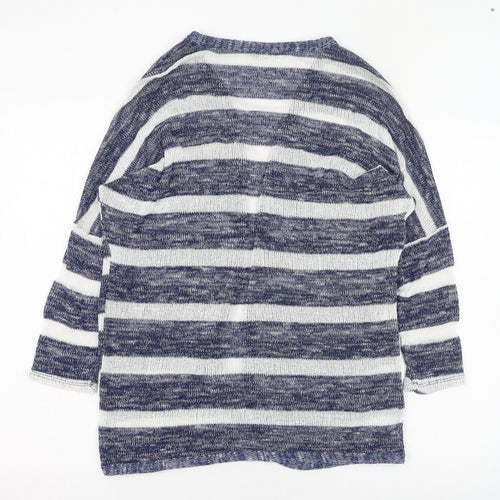 Atmosphere Womens Blue Round Neck Animal Print Polyester Cardigan Jumper Size S