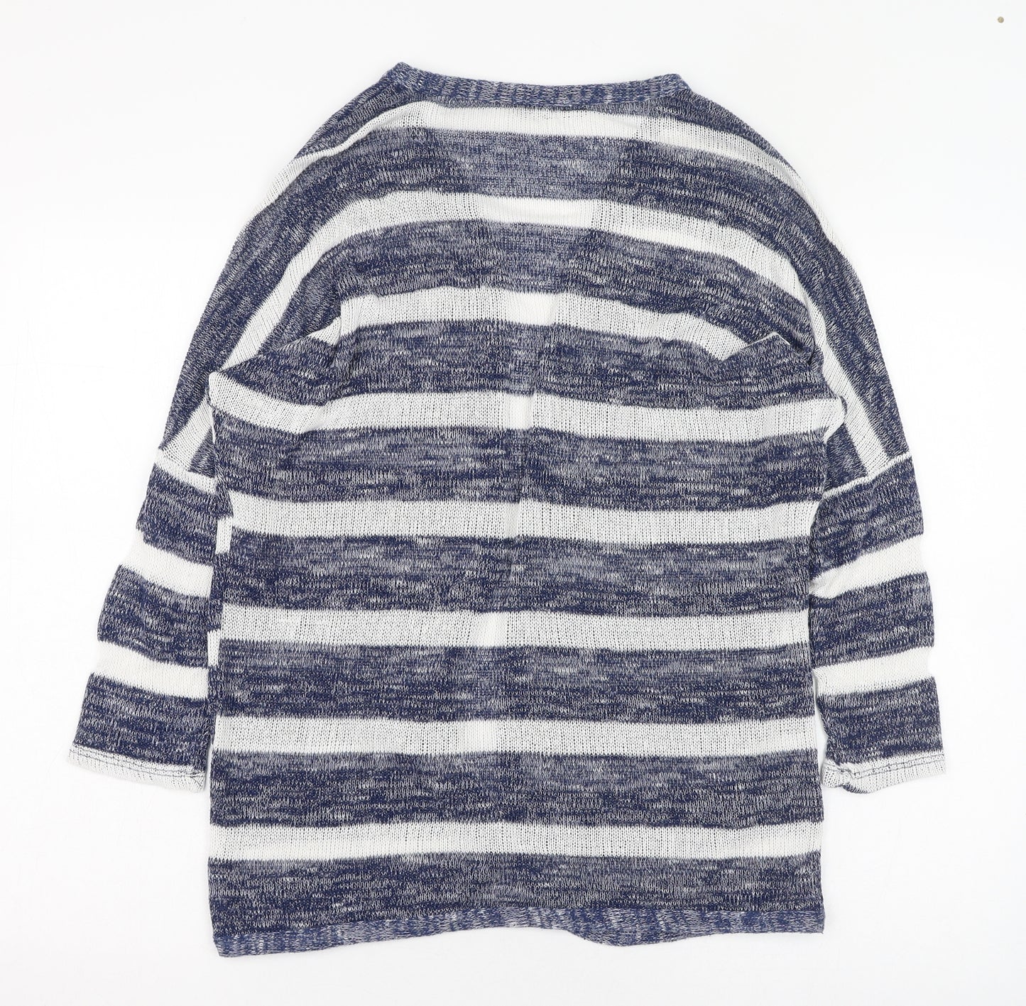 Atmosphere Womens Blue Round Neck Animal Print Polyester Cardigan Jumper Size S