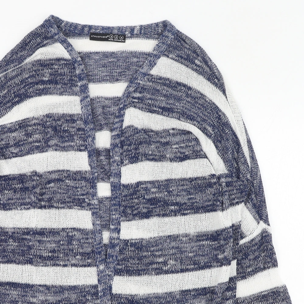 Atmosphere Womens Blue Round Neck Animal Print Polyester Cardigan Jumper Size S