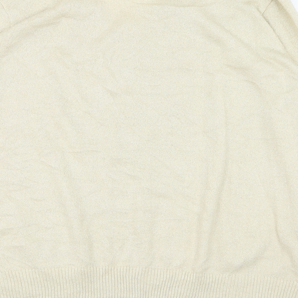 Bonmarché Womens Beige V-Neck  Acrylic Pullover Jumper Size XL