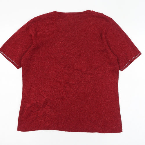 Berkertex Womens Red  Acrylic Basic T-Shirt Size 18 V-Neck