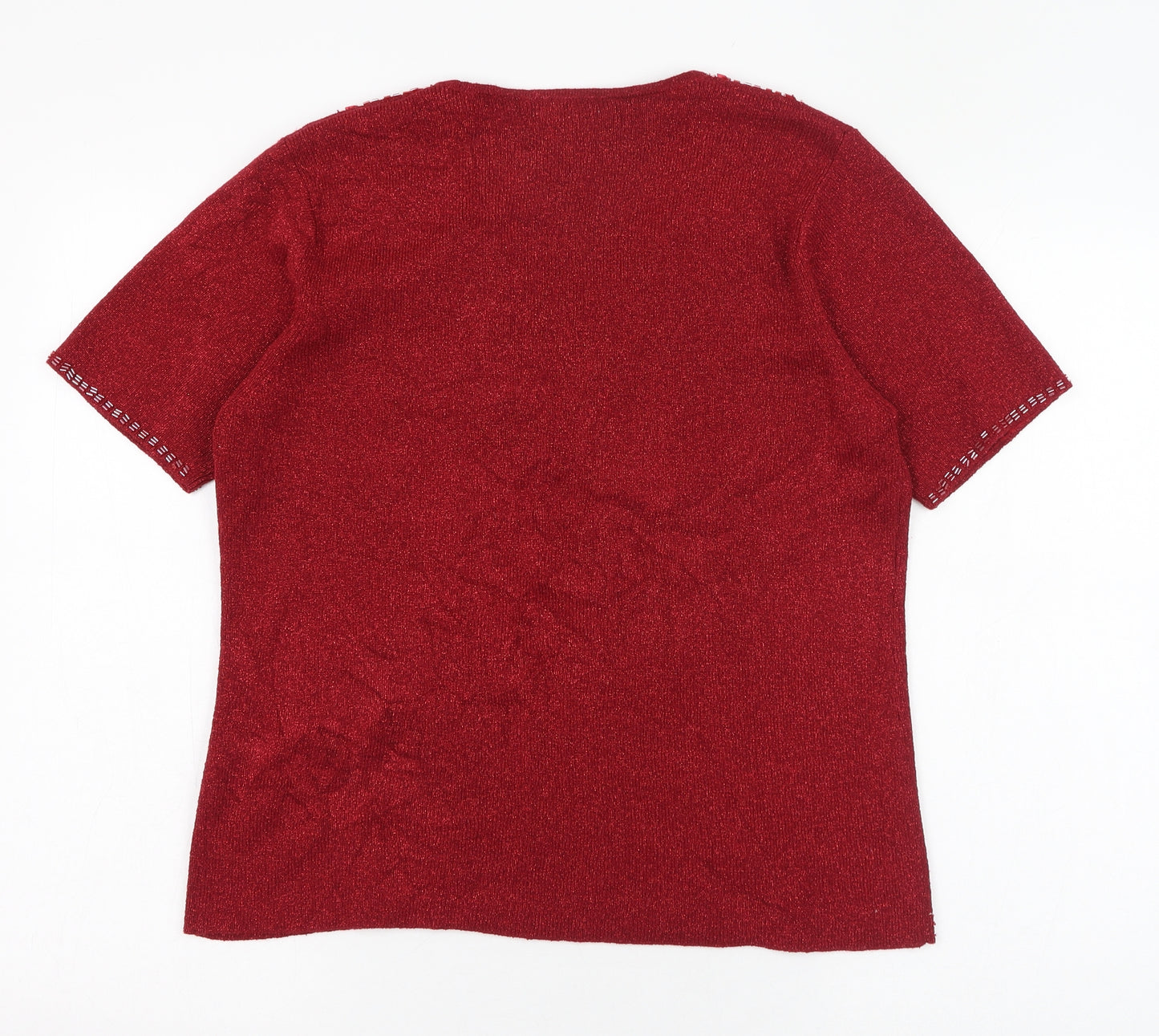 Berkertex Womens Red  Acrylic Basic T-Shirt Size 18 V-Neck