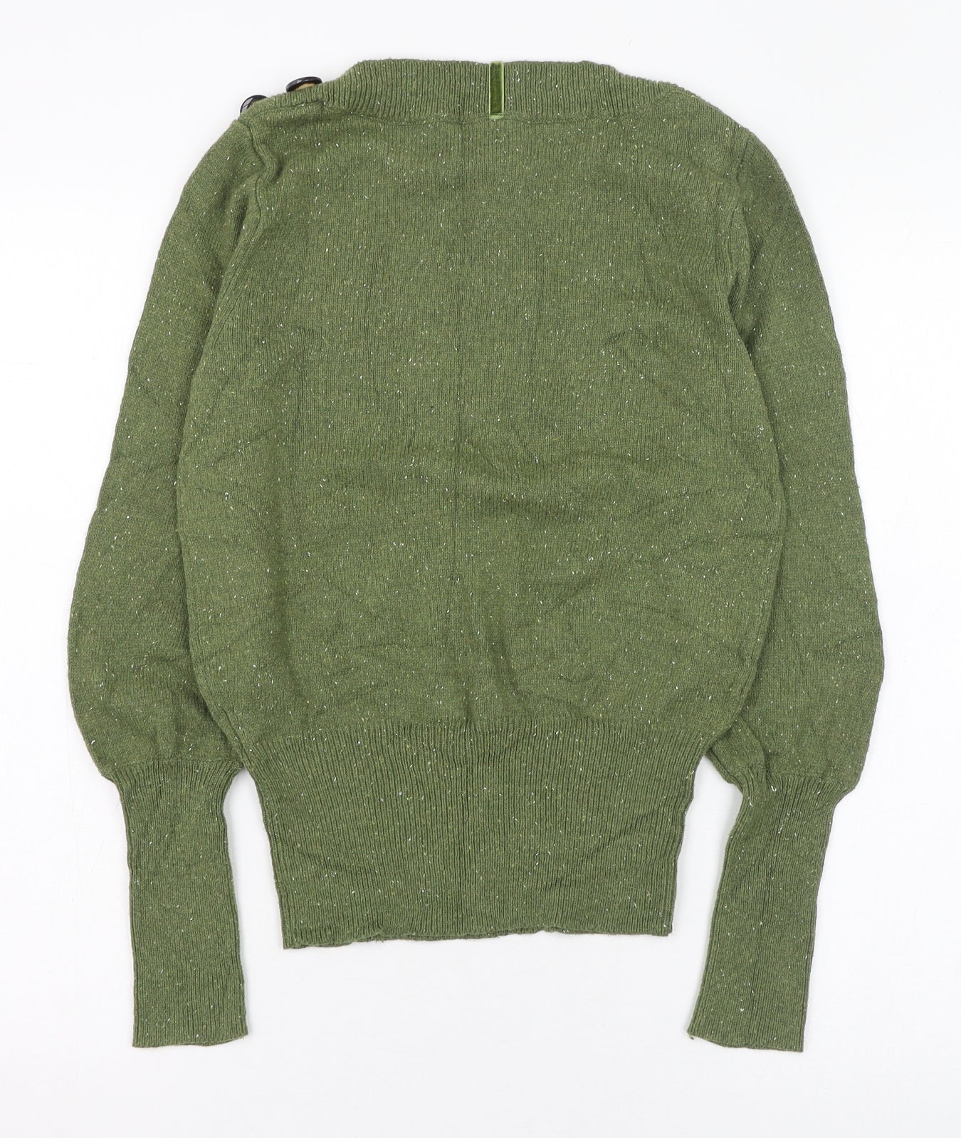 Marks and Spencer Womens Green Square Neck  Cotton Pullover Jumper Size 8