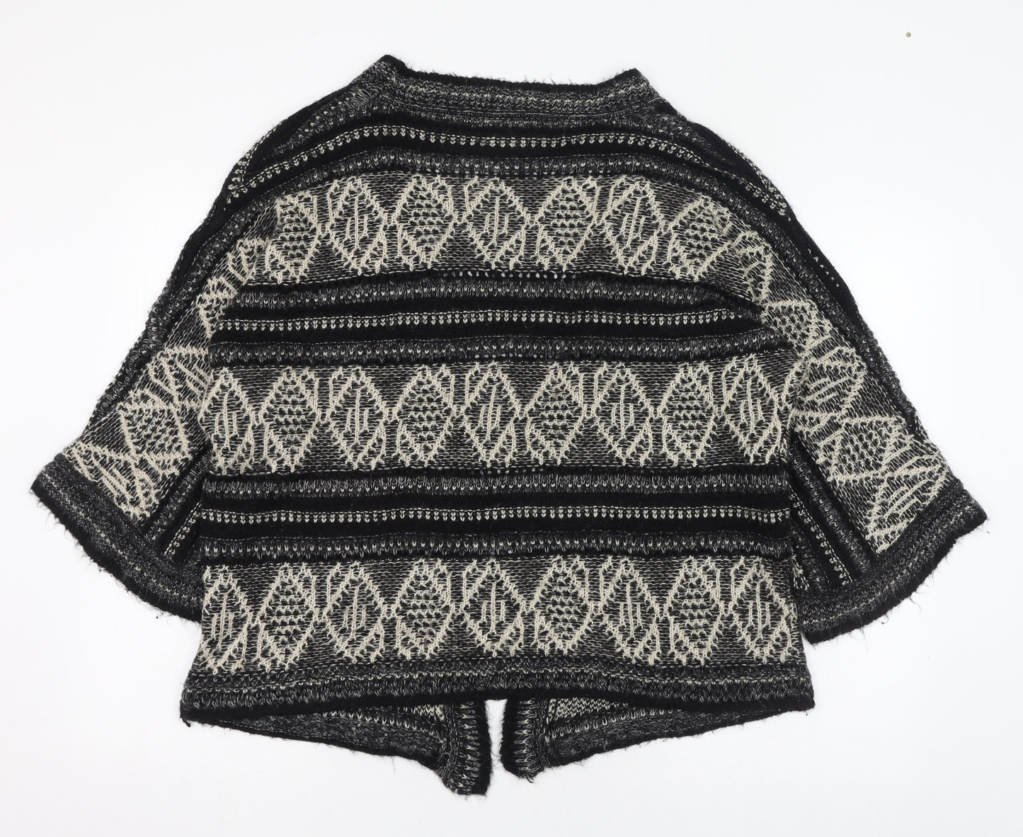 Romeo & Juliet Couture Womens Black Square Neck Geometric Acrylic Cardigan Jumper Size M
