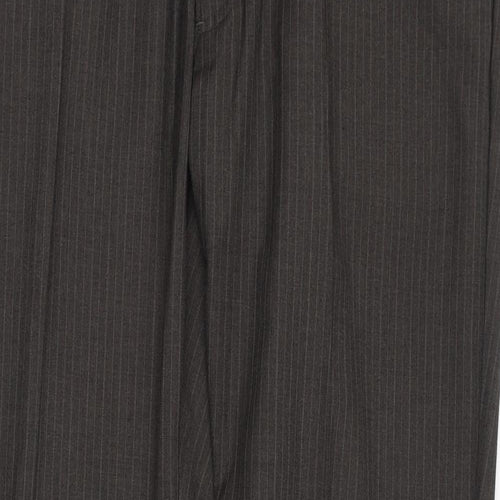 NEXT Mens Brown Striped Polyester Trousers  Size 32 L30 in Regular Zip