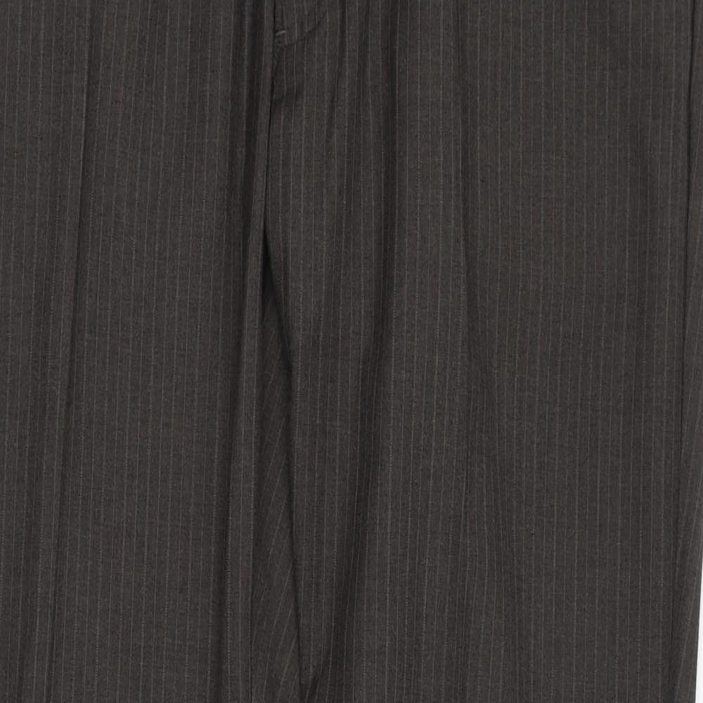 NEXT Mens Brown Striped Polyester Trousers  Size 32 L30 in Regular Zip