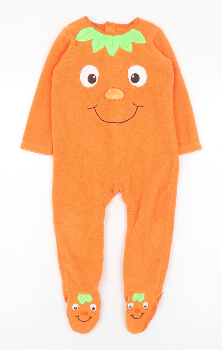 George Boys Orange  Polyester  One Piece Size 12-18 Months  Button - Pumpkin, Halloween, Onesie