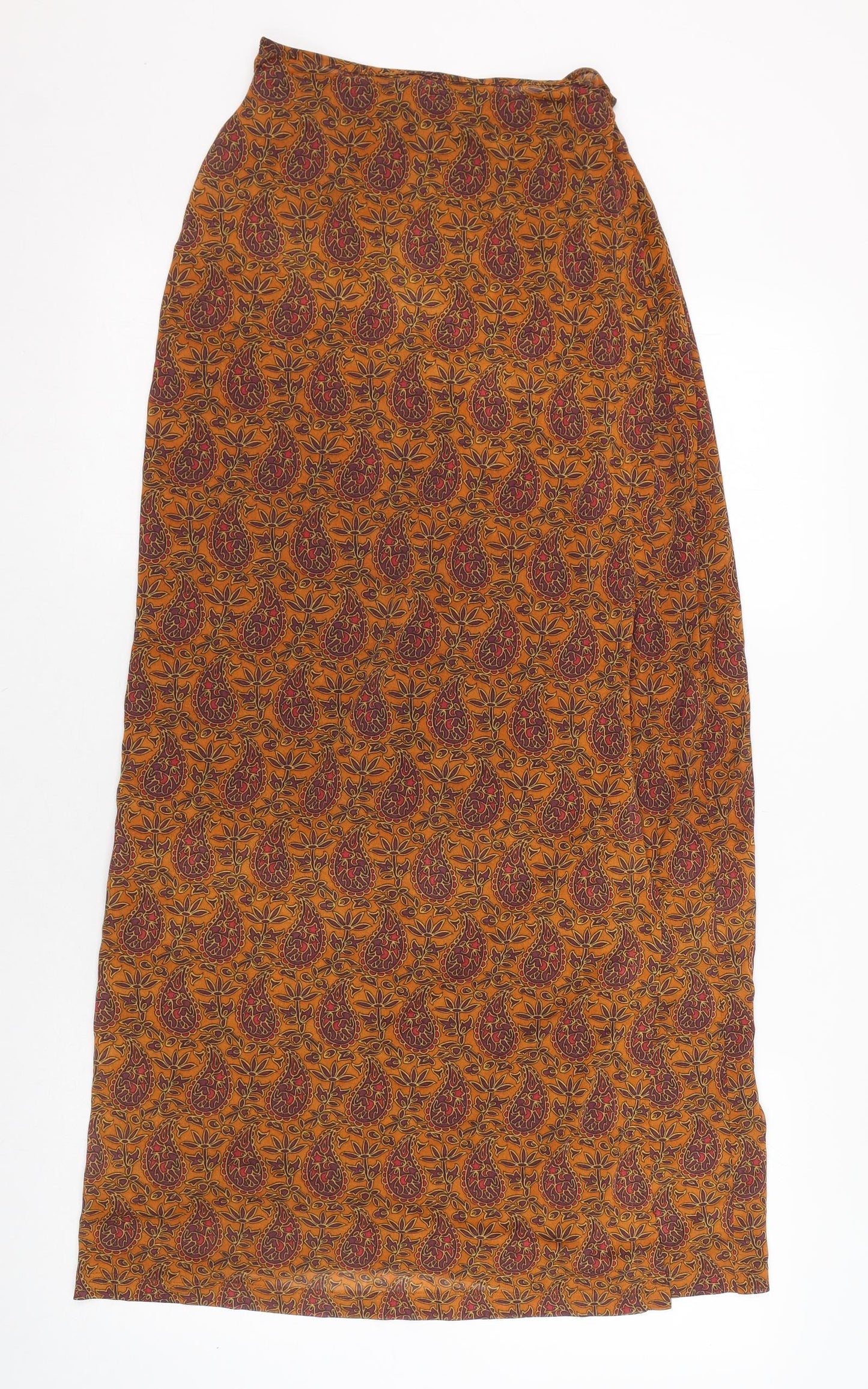 Kookai Womens Orange Paisley Polyamide Wrap Skirt Size 4   Tie