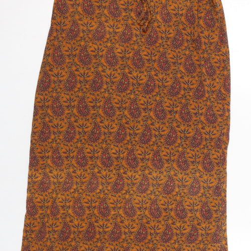 Kookai Womens Orange Paisley Polyamide Wrap Skirt Size 4   Tie