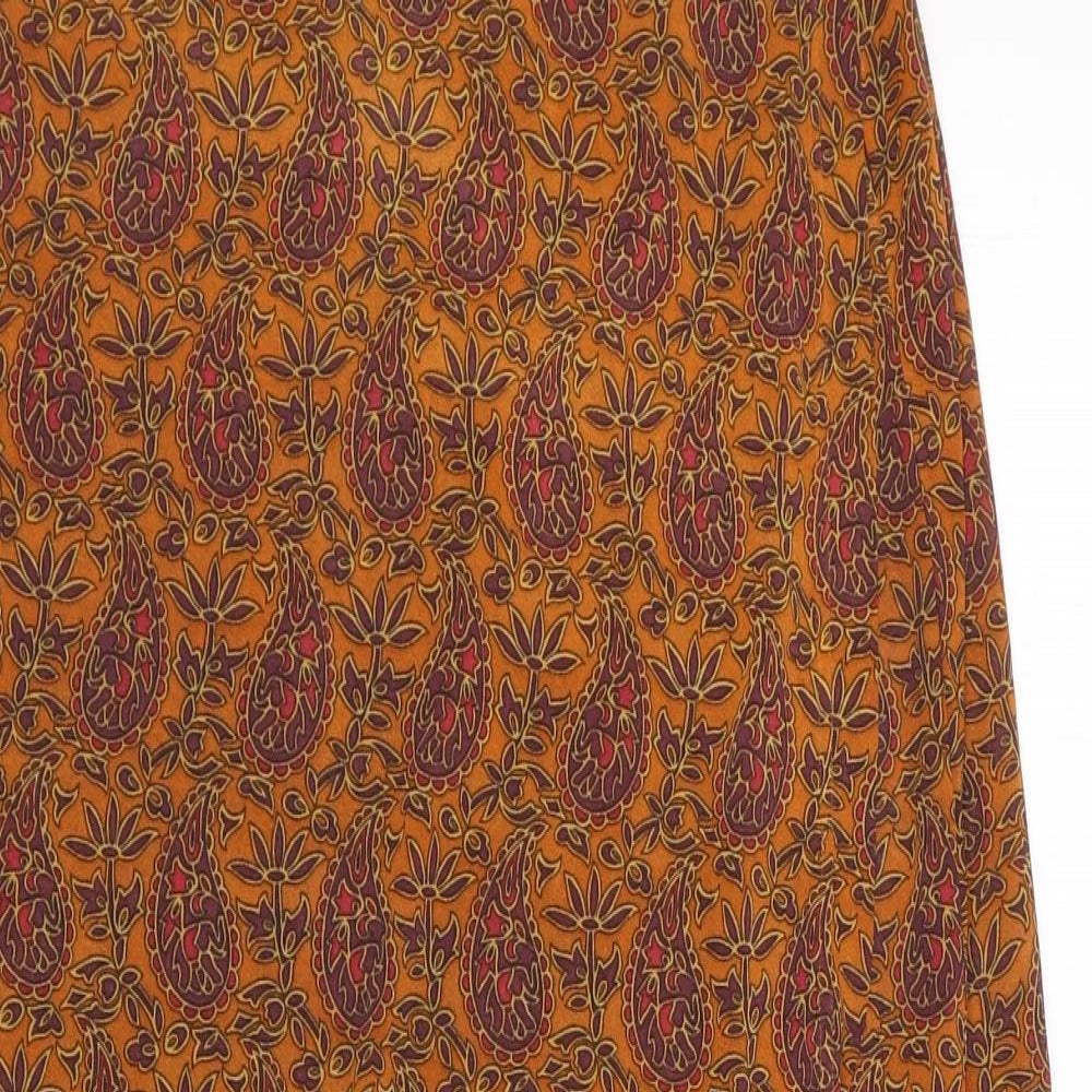 Kookai Womens Orange Paisley Polyamide Wrap Skirt Size 4   Tie