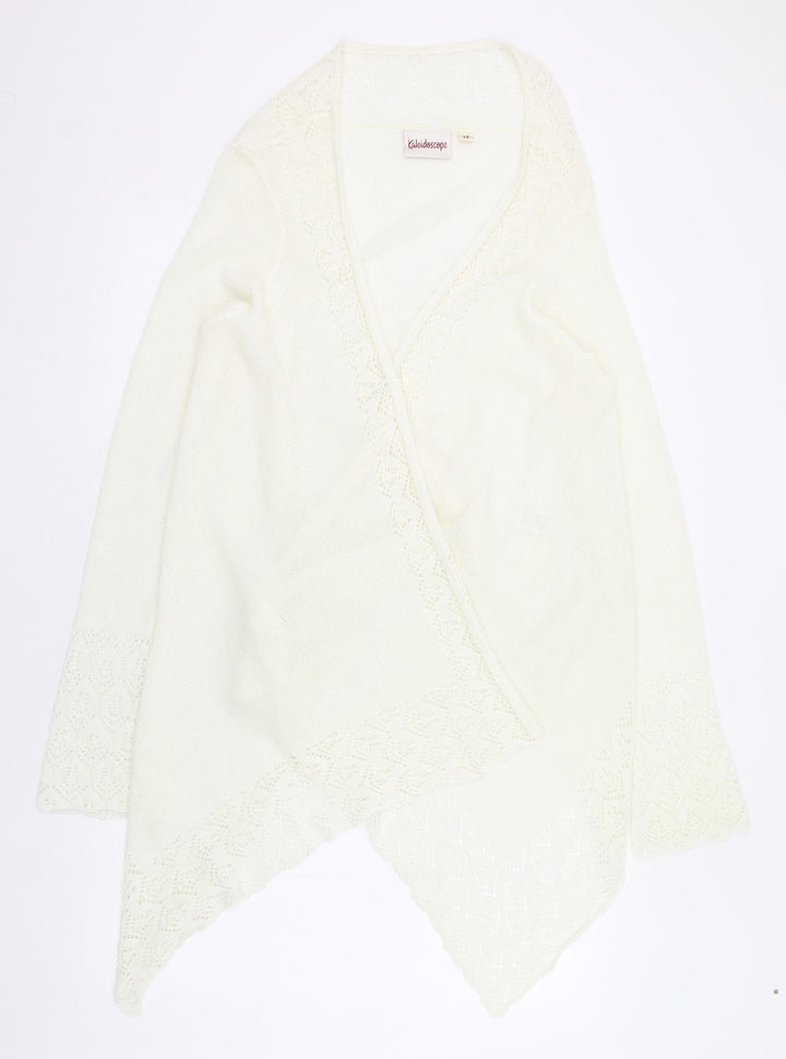 Kaleidoscope Womens Ivory Round Neck Acrylic Cardigan Jumper Size 12