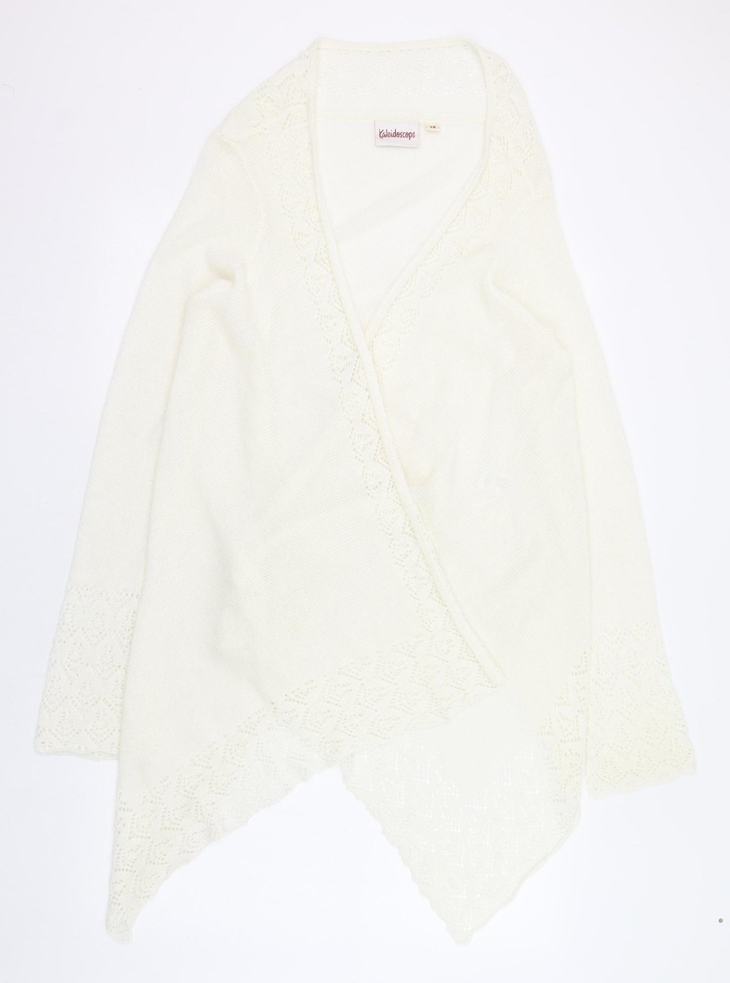 Kaleidoscope Womens Ivory Round Neck  Acrylic Cardigan Jumper Size 12