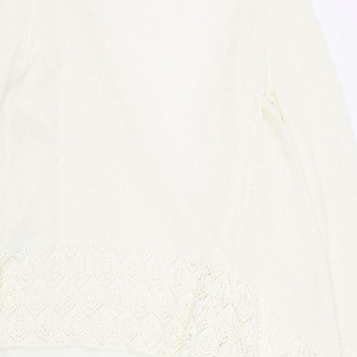 Kaleidoscope Womens Ivory Round Neck  Acrylic Cardigan Jumper Size 12