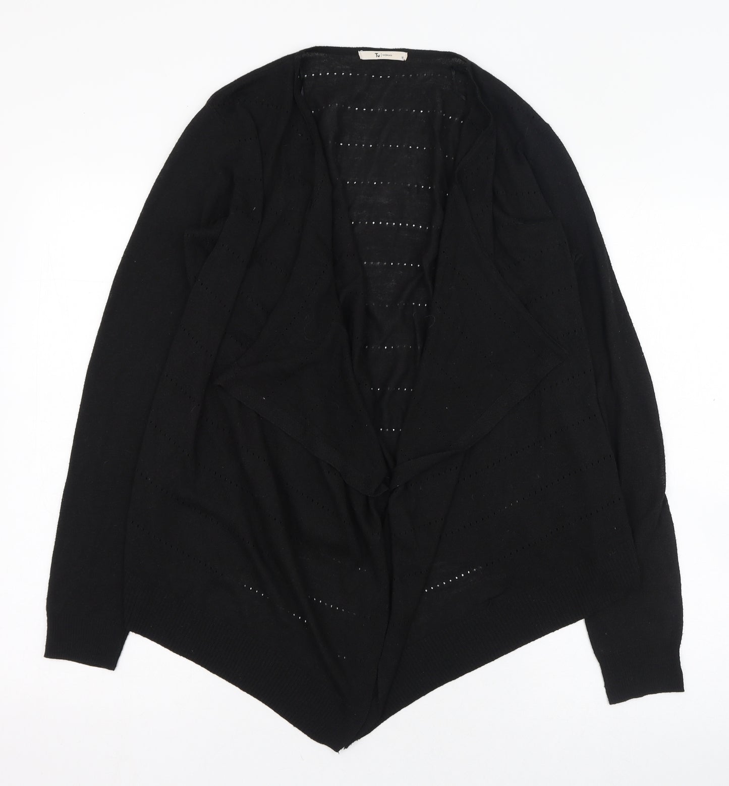 TU Womens Black Round Neck  Polyester Cardigan Jumper Size 10