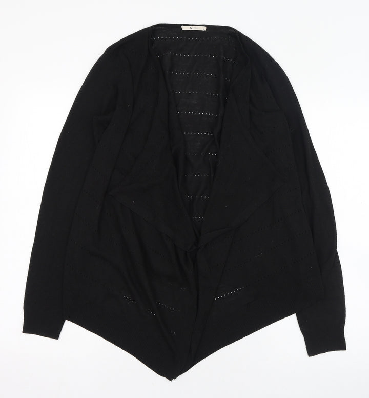 TU Womens Black Round Neck  Polyester Cardigan Jumper Size 10