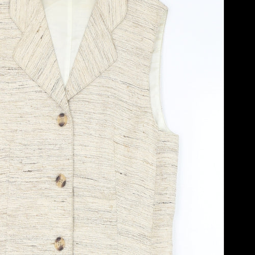 Planet Womens Beige   Jacket Waistcoat Size 12  Button