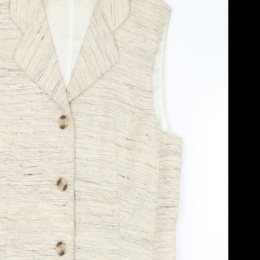 Planet Womens Beige   Jacket Waistcoat Size 12  Button