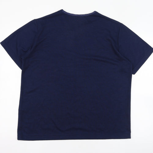 Bonmarché Womens Blue V-Neck  Polyester Pullover Jumper Size M   - Flower