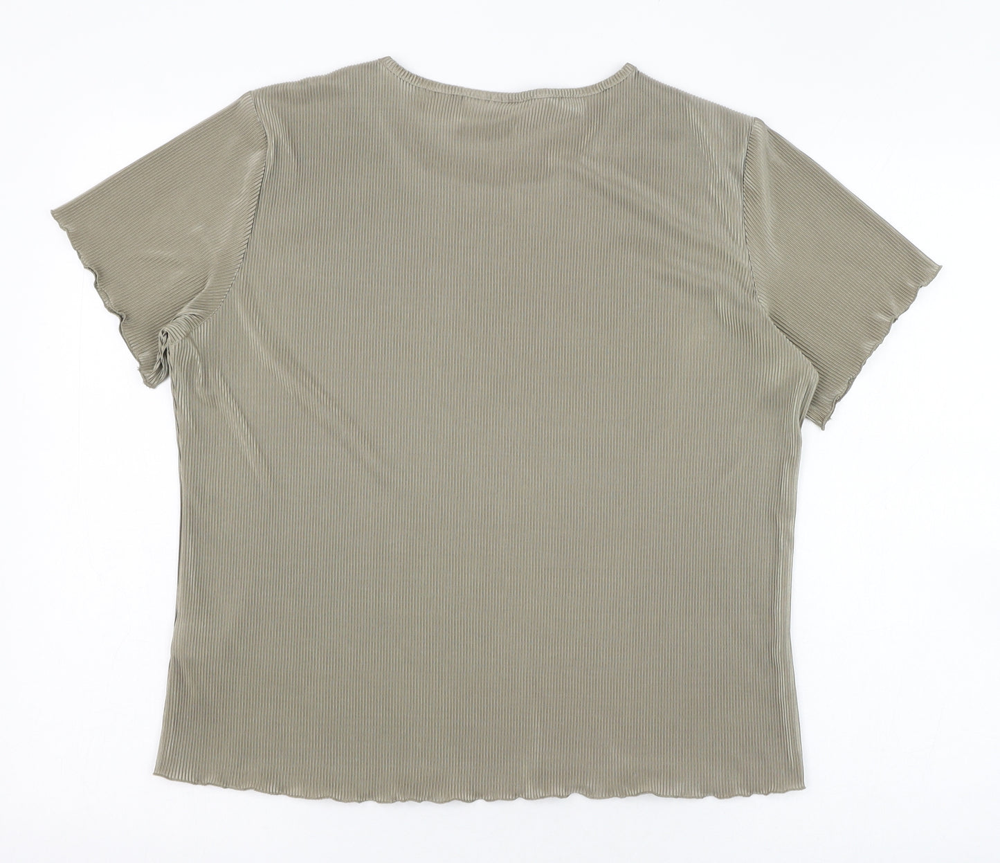 Bonmarché Womens Green  Polyester Basic T-Shirt Size 16 Round Neck