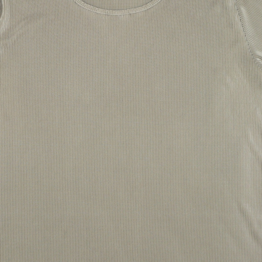 Bonmarché Womens Green  Polyester Basic T-Shirt Size 16 Round Neck