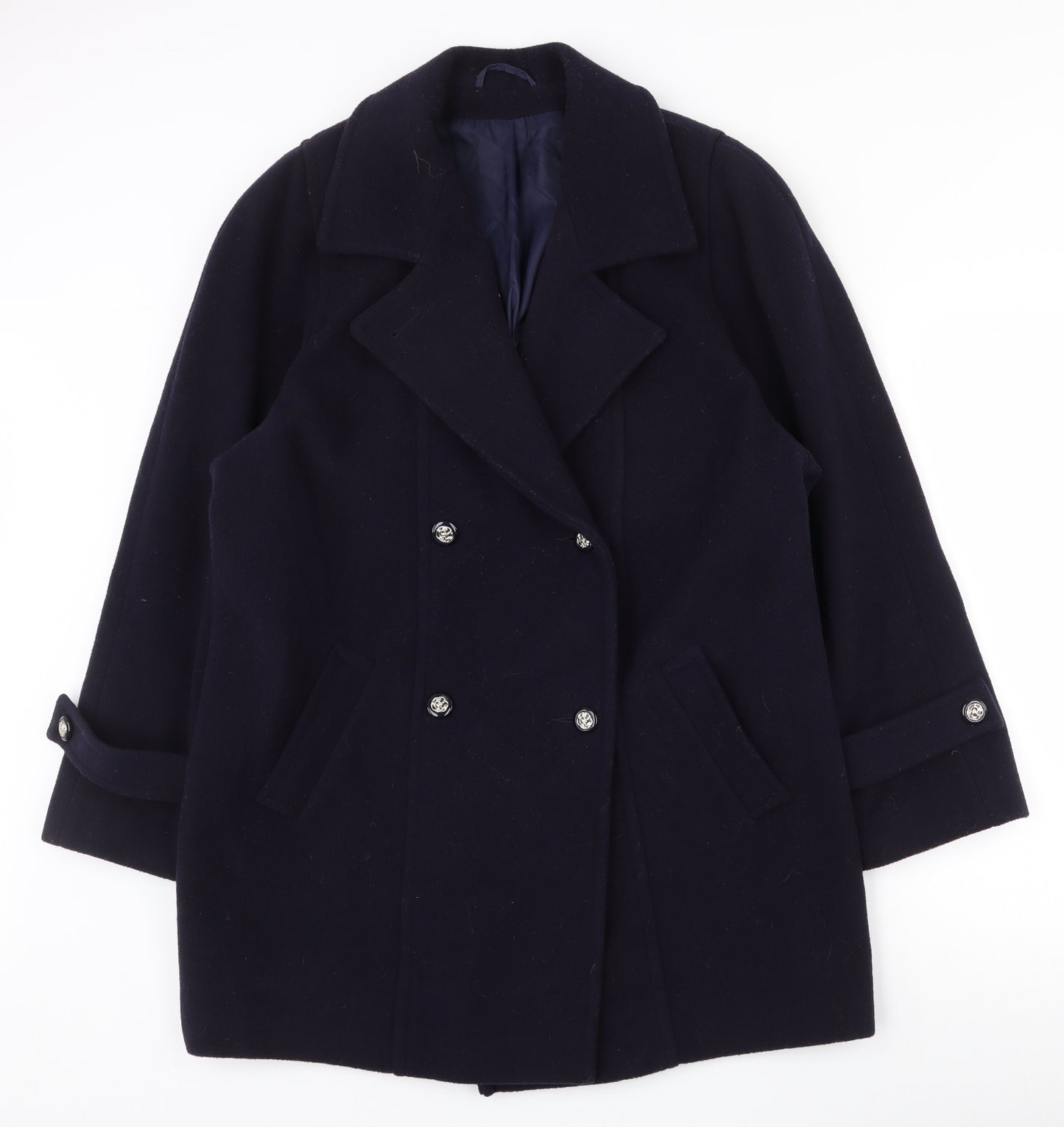 Berkertex Womens Blue   Pea Coat Coat Size 14  Button