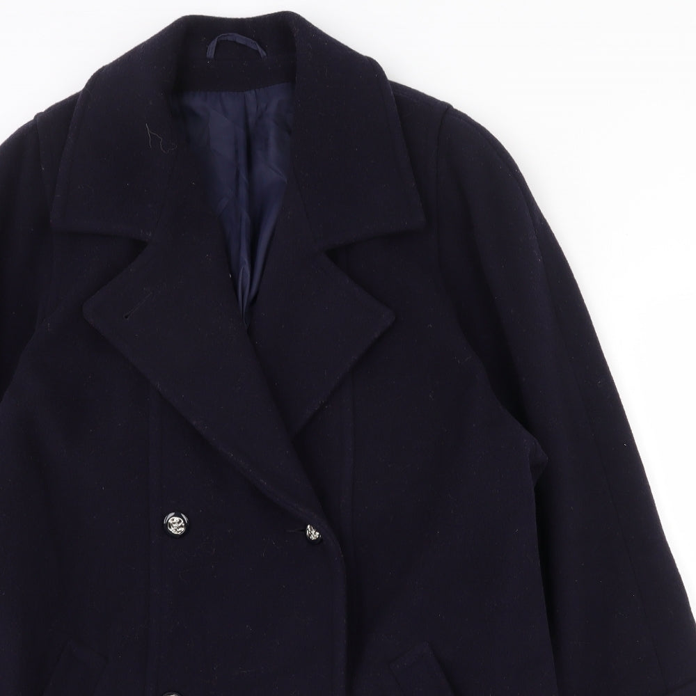 Berkertex Womens Blue   Pea Coat Coat Size 14  Button