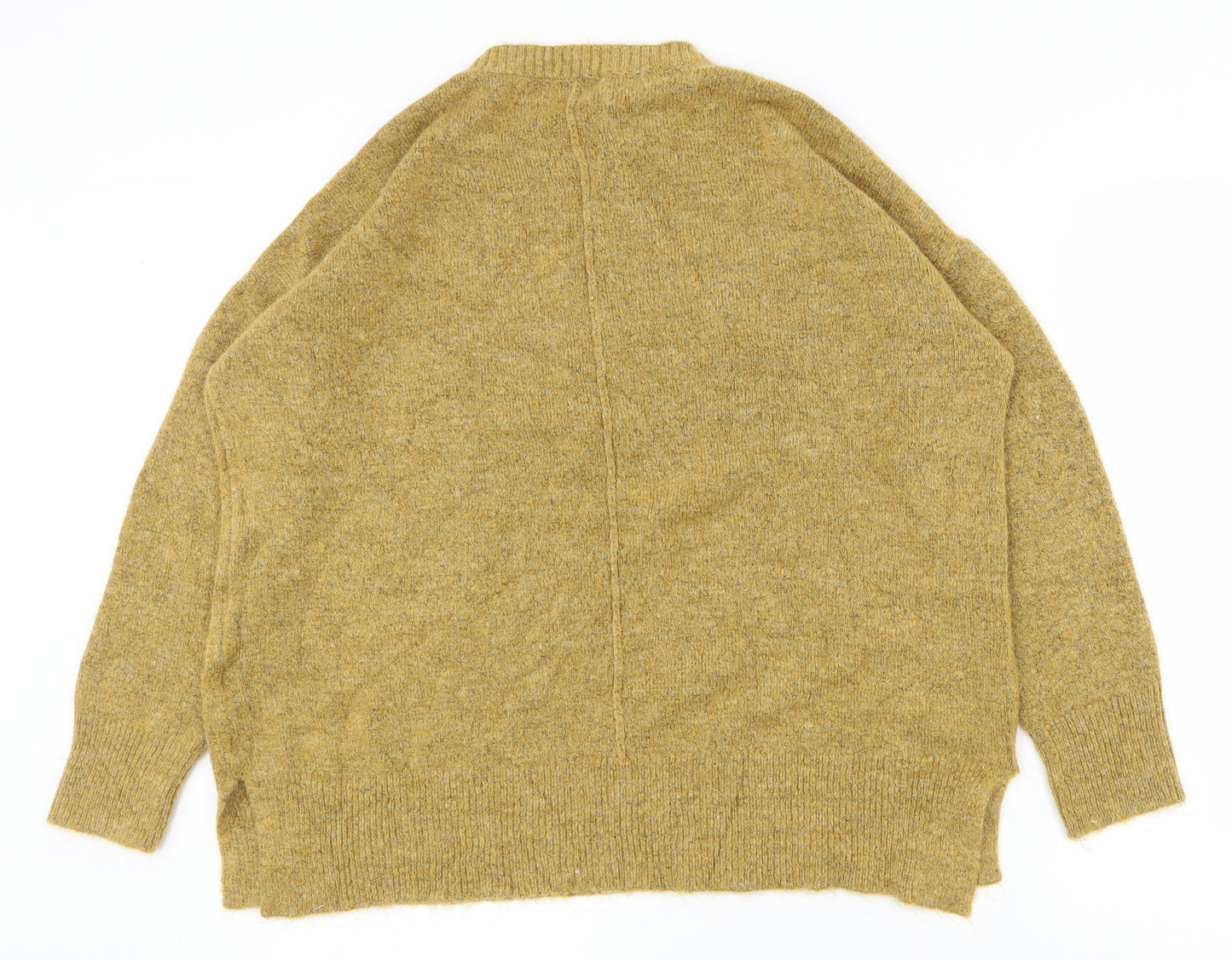Papaya Womens Yellow Crew Neck  Acrylic Pullover Jumper Size L
