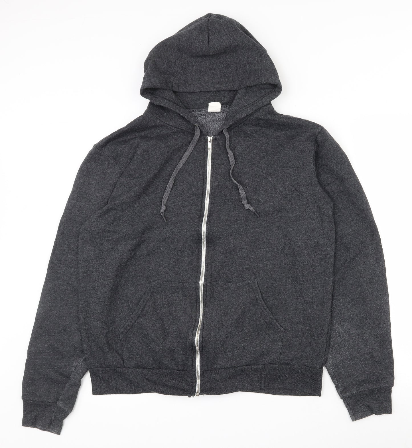 American Apparel Mens Grey  Cotton Full Zip Hoodie Size L