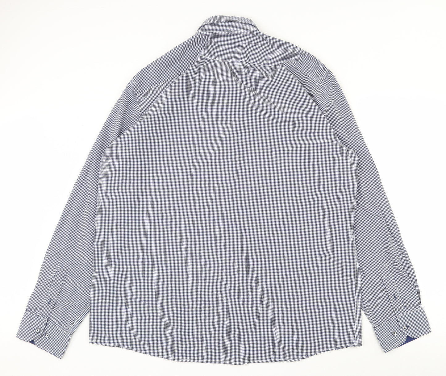 Daniel Rosso Mens Blue Gingham Cotton  Dress Shirt Size 2XL Collared Button