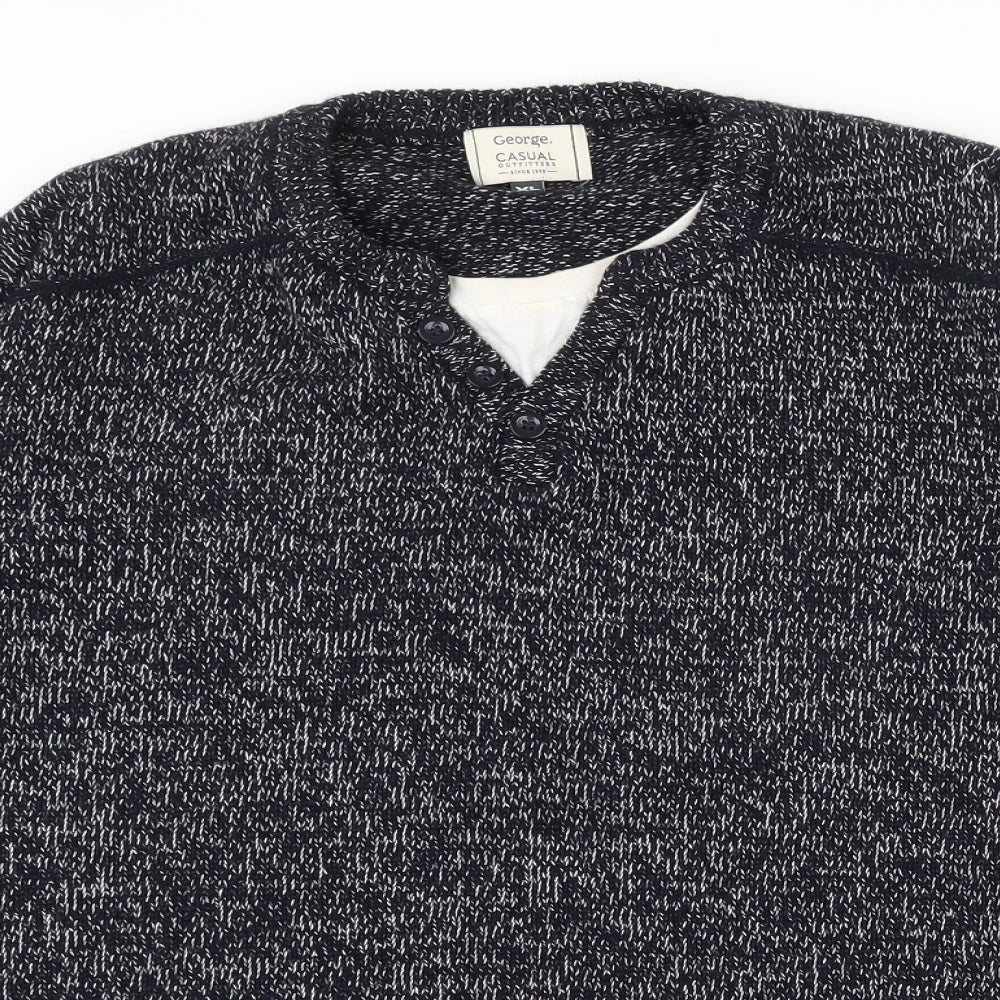 George Mens Blue Crew Neck  Acrylic Pullover Jumper Size XL