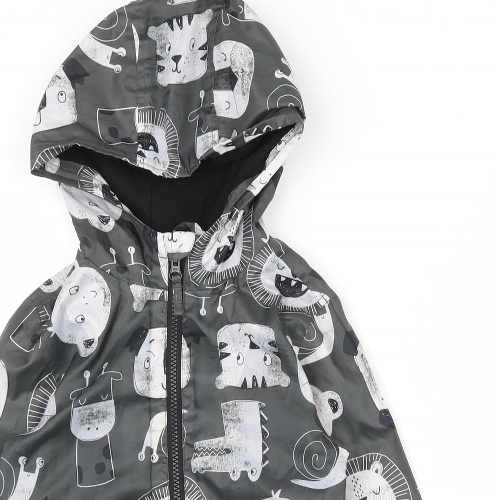 George Boys Grey   Rain Coat Coat Size 4-5 Years  Zip
