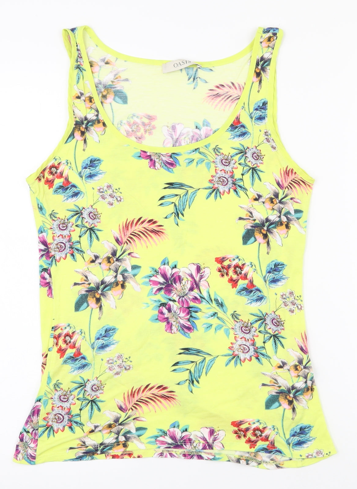 Oasis Womens Multicoloured Floral Polyester Basic Tank Size M Scoop Neck