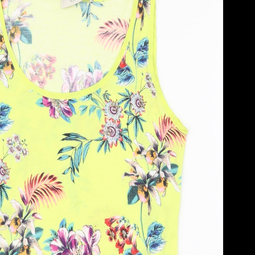 Oasis Womens Multicoloured Floral Polyester Basic Tank Size M Scoop Neck