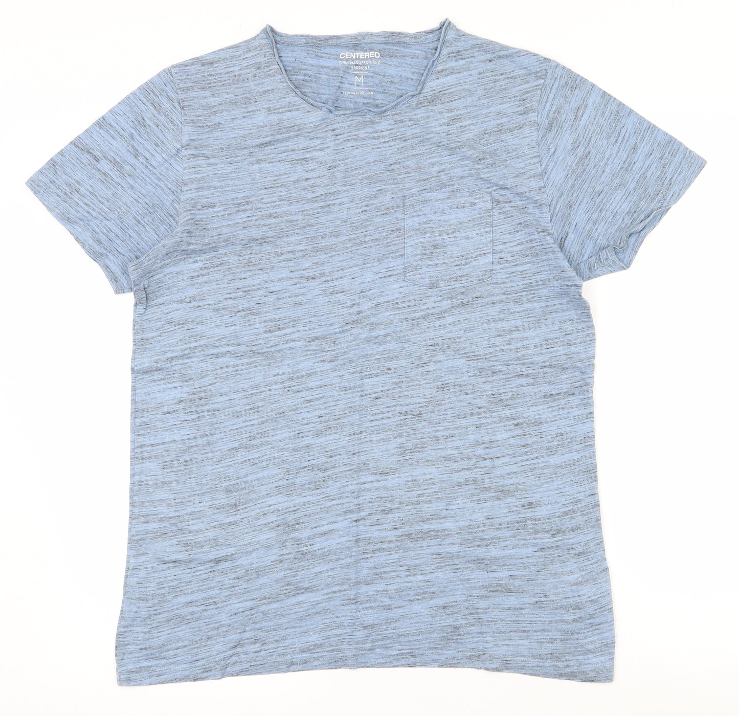 Centered Mens Blue  Cotton  T-Shirt Size M Round Neck