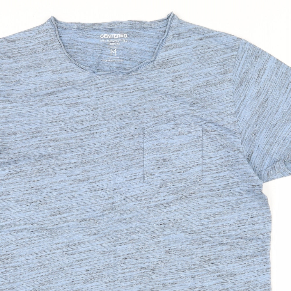 Centered Mens Blue  Cotton  T-Shirt Size M Round Neck