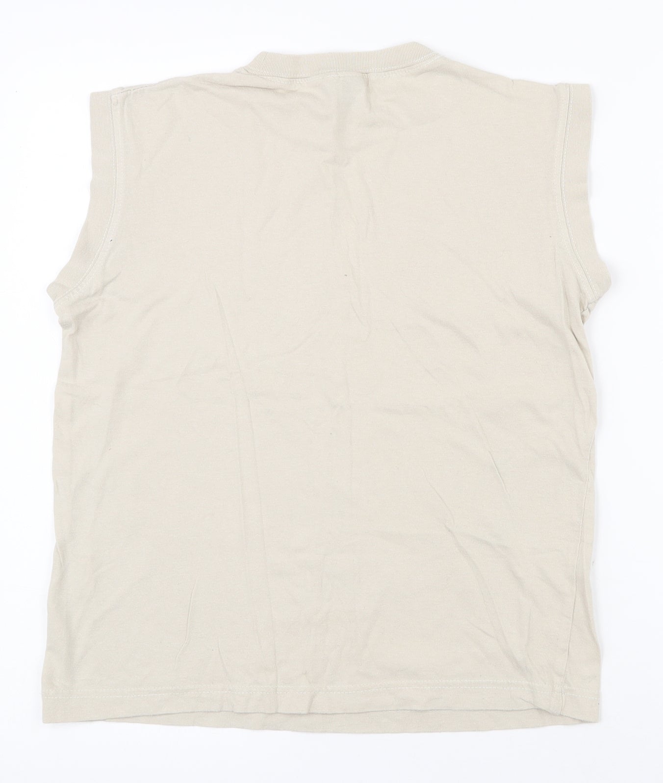 Jac Boys Beige  100% Cotton Pullover T-Shirt Size 9-10 Years Crew Neck Pullover