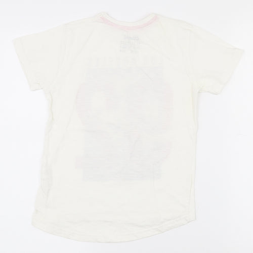 Primark Girls White  100% Cotton Pullover T-Shirt Size 7-8 Years Crew Neck Pullover - Aysemmetrical Hem
