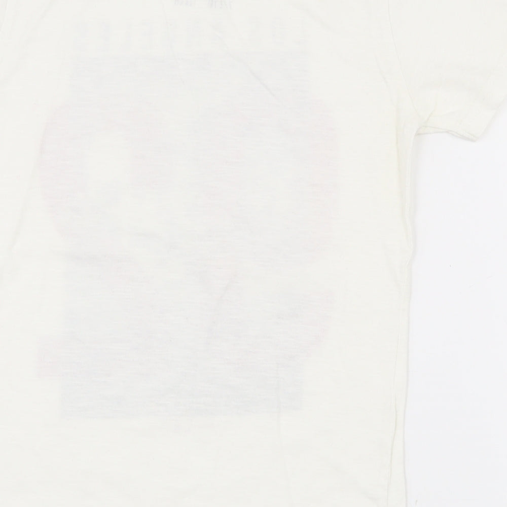 Primark Girls White  100% Cotton Pullover T-Shirt Size 7-8 Years Crew Neck Pullover - Aysemmetrical Hem