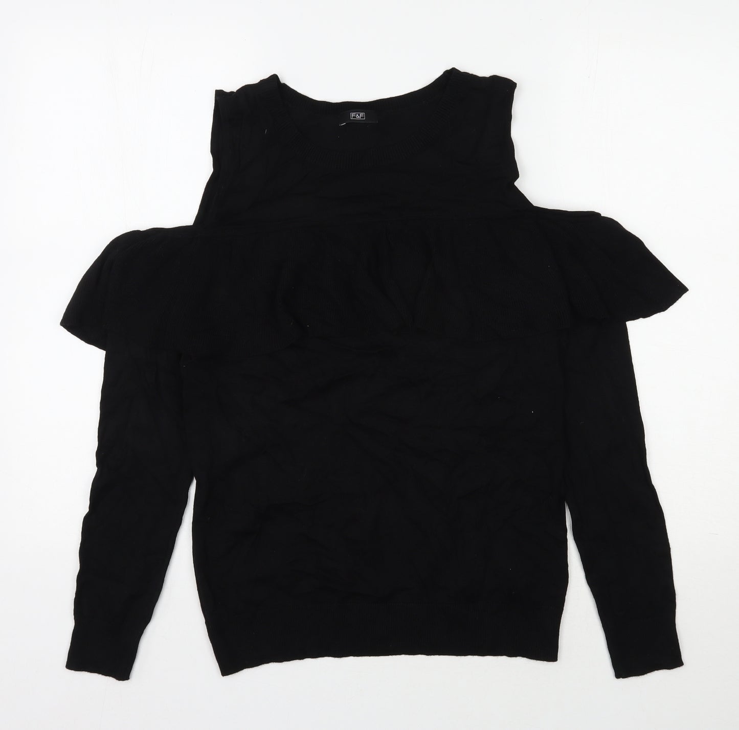 F&F Womens Black Round Neck  Viscose Pullover Jumper Size 14