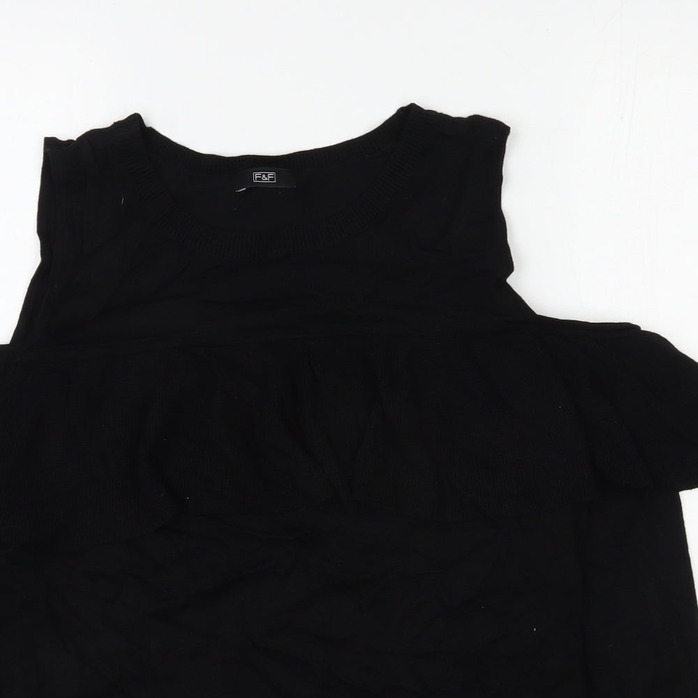 F&F Womens Black Round Neck  Viscose Pullover Jumper Size 14